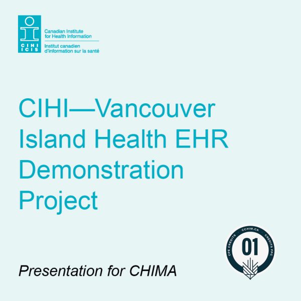 Product card for CIHI and vancouver island health demonstration project