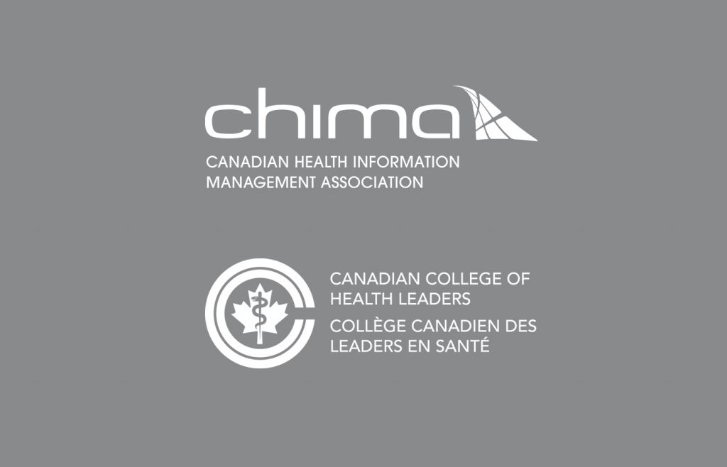Logos for CHIMA and the Canadian College of Health Leaders
